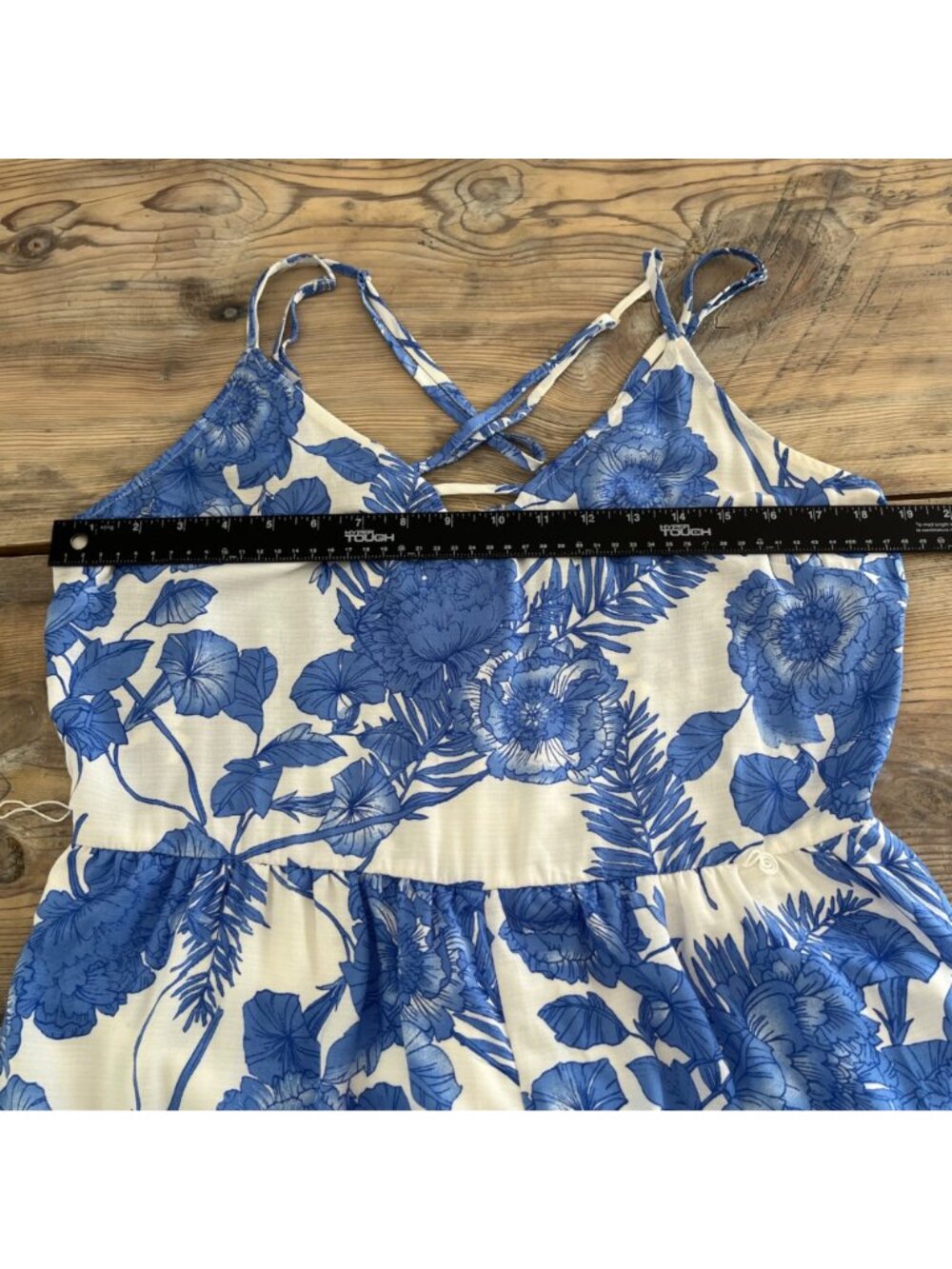 My Michelle Wide Leg Romper Juniors 15 Blue Floral Sleeveless Resort Wear - Picture 5 of 11